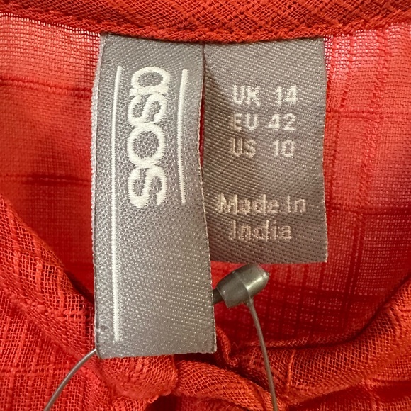 URBAN OUTFITTERS ASOS DESIGN CAMI BUTTON FRONT SUN TOP IN SHEER GRID CHECK Sz 10 - Picture 7 of 7